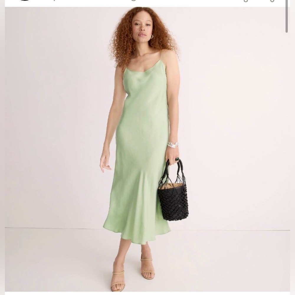 J Crew Green Slip Dress
